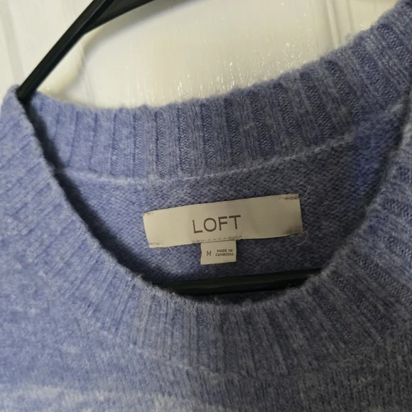 LOFT Pastel Striped Crewneck Sweater in Blue, Pink, Cream - Picture 2 of 3